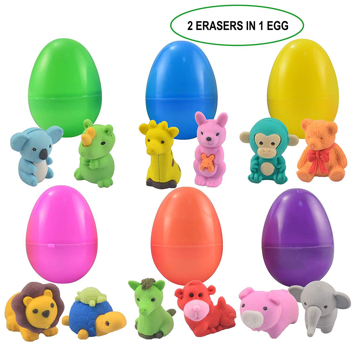 Easter Eggs Animal Themed Rubber Toys Prefilled