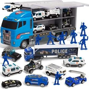 10Pcs Die cast Police Patrol Rescue Truck Mini Police Vehicles Truck Toy Set