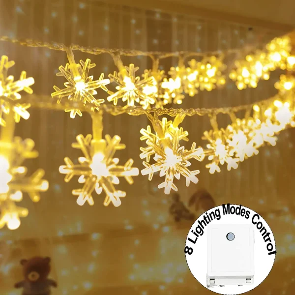 100 LED Snowflake Christmas Lights 35.9ft