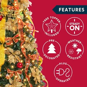 3.33ft 100 Lights Collapsible Christmas Tree Decorated