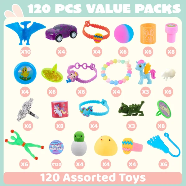 100Pcs Toys and Stickers Prefilled Easter Eggs 2.5in