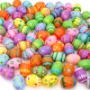 100Pcs Bright Printed Plastic Easter Egg Shells 2.3in