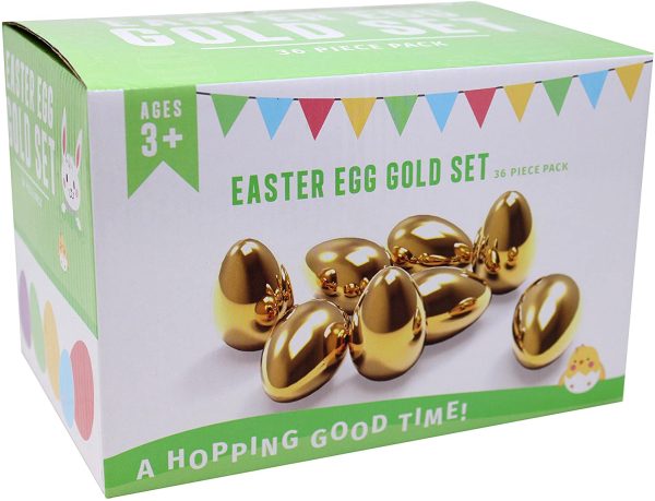 36Pcs Golden Metallic Easter Egg Shells