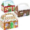 24pcs 3D Christmas House Cardboard Christmas Treat Boxes
