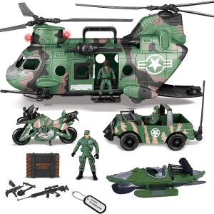 10Pcs Jumbo Military Transport Helicopter Toy Set