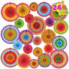 24 Colorful Hanging Paper Fan
