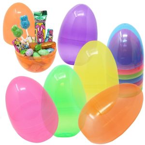 12pcs Jumbo Clear Plastic Easter Eggs 7in