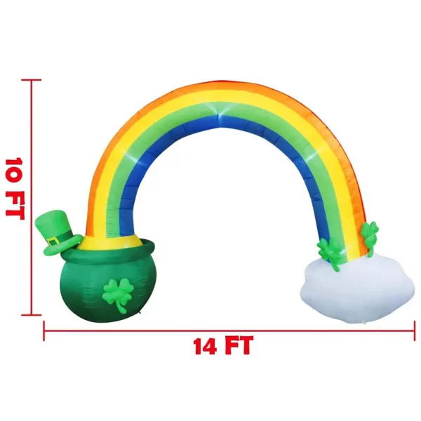 10ft Giant St Patricks Day Rainbow Arch Inflatable with LED Light Build
