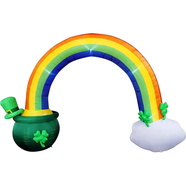 10ft Giant St Patricks Day Rainbow Arch Inflatable with LED Light Build