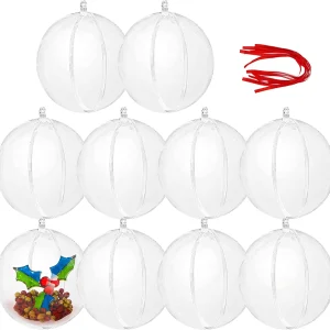 10pcs Clear Christmas Ball Ornaments 3.94in