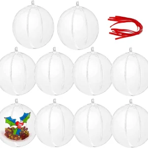 10pcs Clear Plastic Fillable Christmas Balls 3.15in
