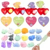 28Pcs Mochi Squishy Toys Prefilled Hearts with Kids Valentines Cards for Classroom Exchange