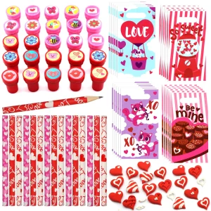 112Pcs Valentines Day School Gifts Stationery Set for Kids-Classroom Exchange Gifts