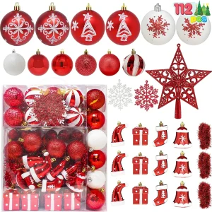 112pcs Red and White Christmas Ball Ornaments