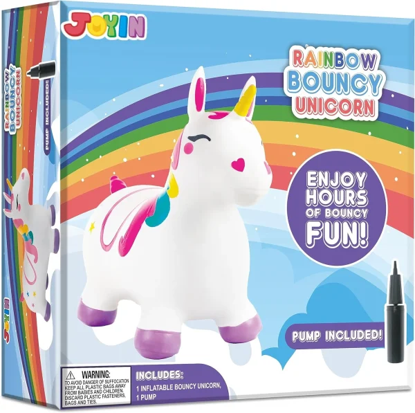 White Unicorn Bouncy Horse Hopper