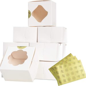4″ White Cake Pie Box, 60 Pcs with Stickers – JOYIN