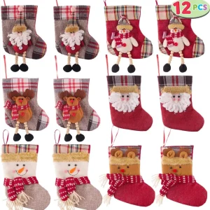 12pcs 3D Mini Christmas Stockings Set