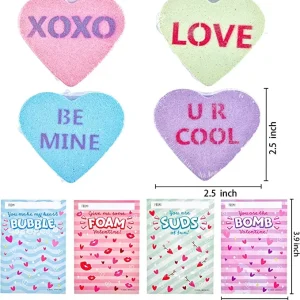 12Pcs Valentine’s Day Heart Shape Bath Bomb with Cards 2.75x4in