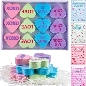 12pcs Valentines Day Heart Shape Bath Bombs with Cards