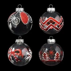 12pcs Red & White Christmas Ball Ornaments 3.15in