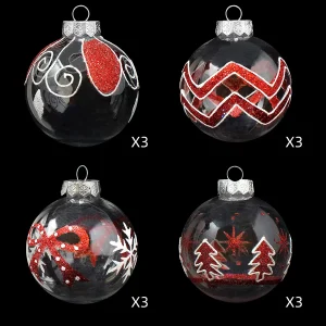 12pcs Red & White Christmas Ball Ornaments 3.15in