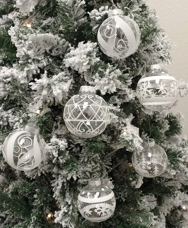 12pcs White Plastic Christmas Clear Ornament Balls 3.15in