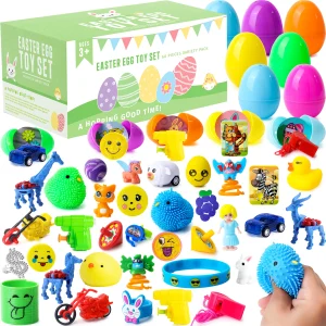 120 Easter Eggs with Toys Inside, Including 60 Pre-filled Assorted Stickers
