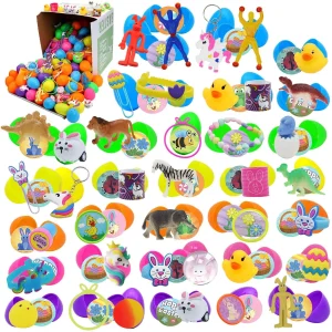 120Pcs Toys and Stickers Prefilled Easter Eggs 2.25in