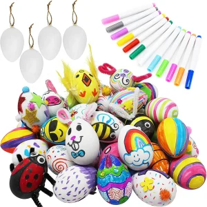 120Pcs Easter Eggs Craft with 108 White Plastic Egg Shells