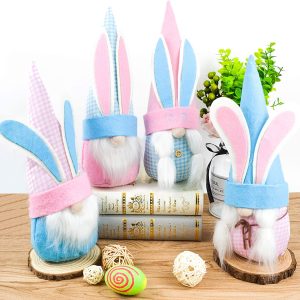 4 Pieces Easter Gnome Gingham Color