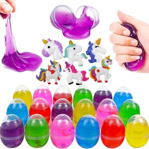 18pcs Prefilled Easter with Unicorn Figure and Slime