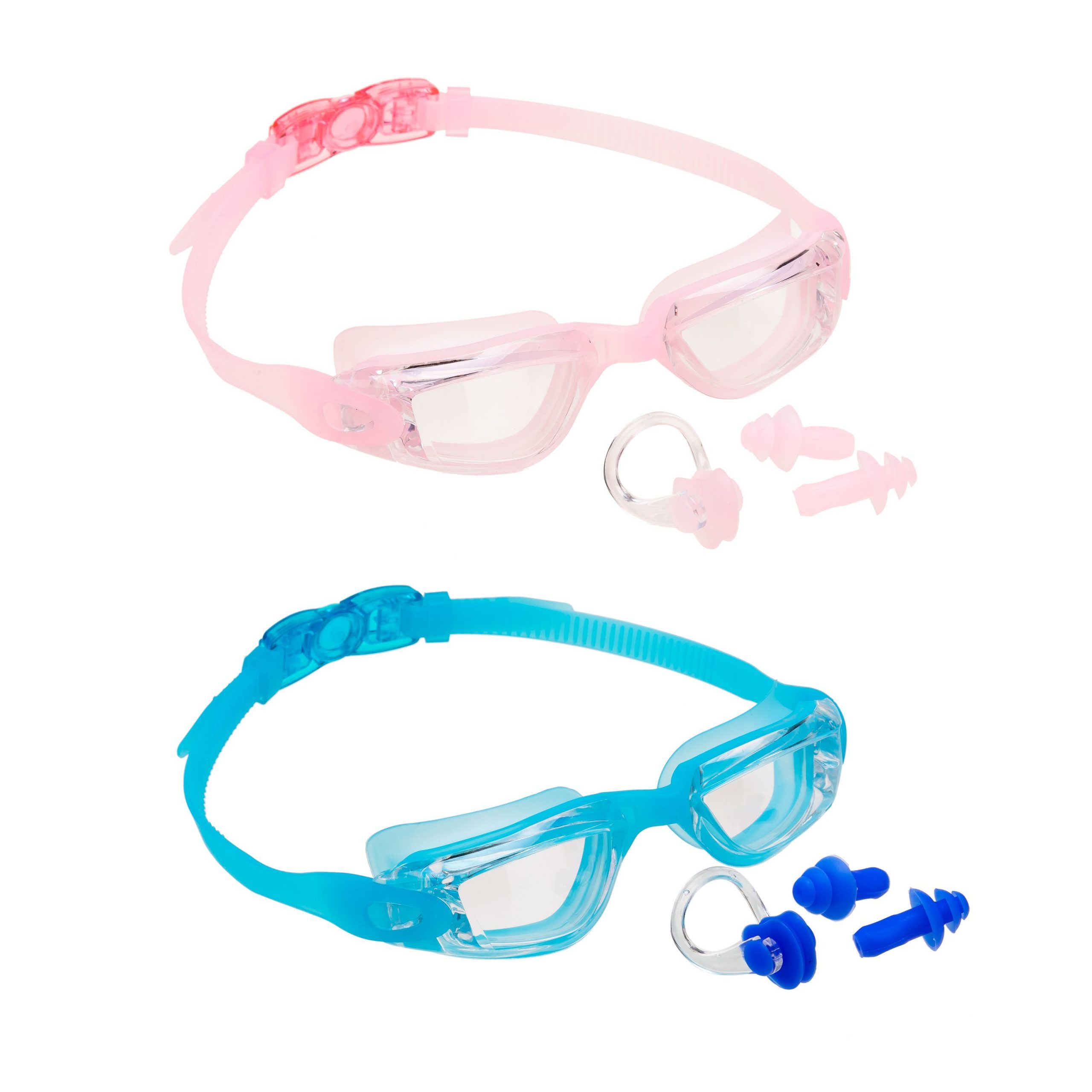 2 Pack Kids Swimming Goggles (Blue & Pink)
