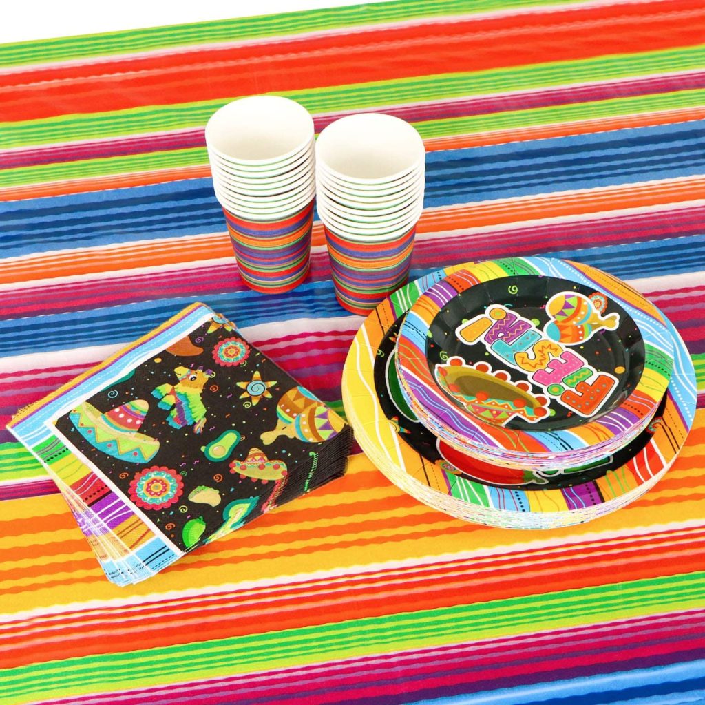 82 Pcs Mexican Themed Black Universe Fiesta Party Supplies Set