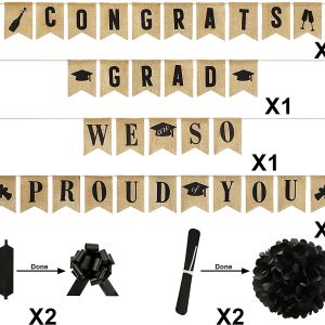 Graduation Banner “Congrats Grads”+ Burlap “We Are So Proud of You”