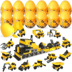 12Pcs Building Block Vehicles Prefilled Easter Eggs
