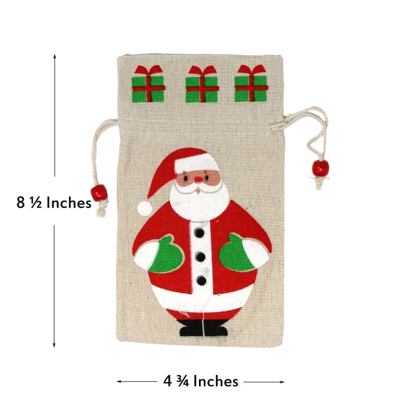 12pcs Assorted Christmas Canvas Drawstring Gift Bags