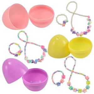 12 Pack Prefilled Easter Eggs with 12 + 12 Different Designs of Necklaces Jewelry Set