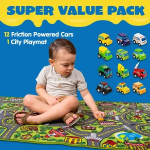 Play Rug with 12 Pull-Back Vehicle Set