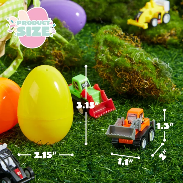 12Pcs Pull Back Cars 3.2in Prefilled Easter Eggs for Easter Egg Hunt
