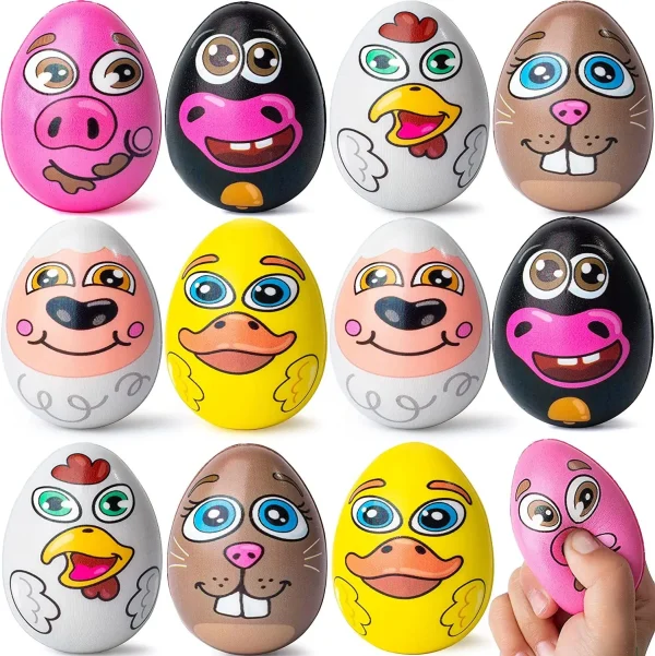 12pcs Animal Themed Characters Soft and Yielding Eggs 2.4in (4)