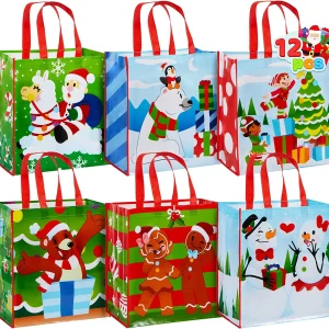 12pcs More Large Reusable Christmas Tote Bag