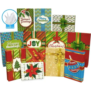12pcs Multi Color Christmas Gift Wrap Collection Set
