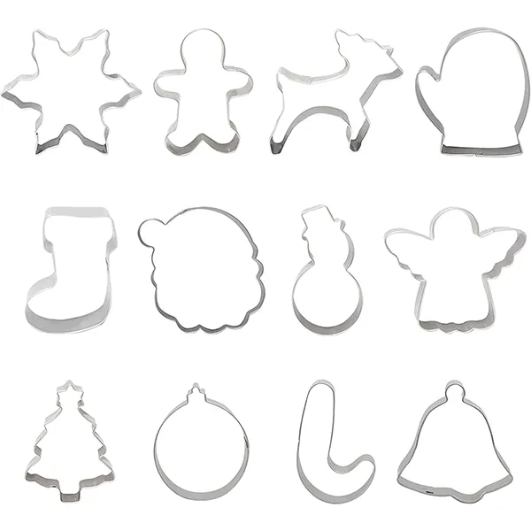 12pcs Stainless Steel Christmas Cookie Cutter Set