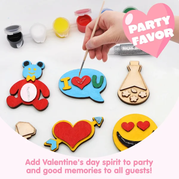 12pcs Valentines Wooden Magnet Craft Kit