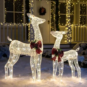 130 LED Warm White Reindeer Yard Decorations