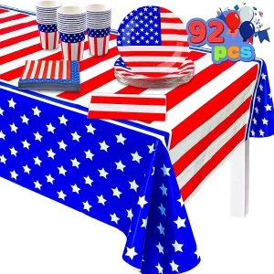 Party Supplies with Table Covers, 92 Pcs
