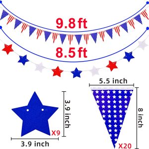 Stars Banner, Pennant Banner, Star Foil Balloons, and Swirl Decorations, 23 Pcs