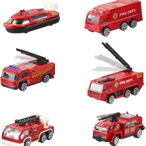 Fire Rescue Carrier Truck with 12 Diecast Vehicles & 12 Figures, 25 PCS