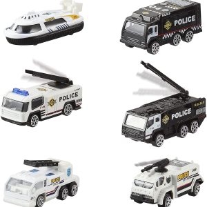 Police Carrier Truck with 12 Diecast Vehicles & 12 Figures, 25 PCS