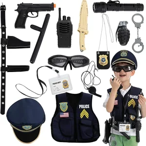 14Pcs Police Pretend Play Toys Hat and Uniform Outfit